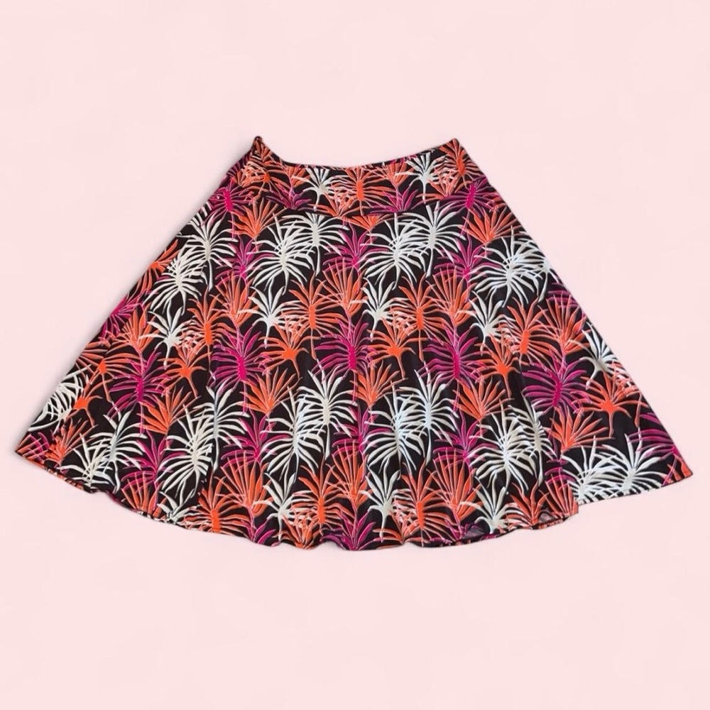 Vintage Y2K Brown, Orange, and Pink Tropical Floral Patterned Women's Skirt